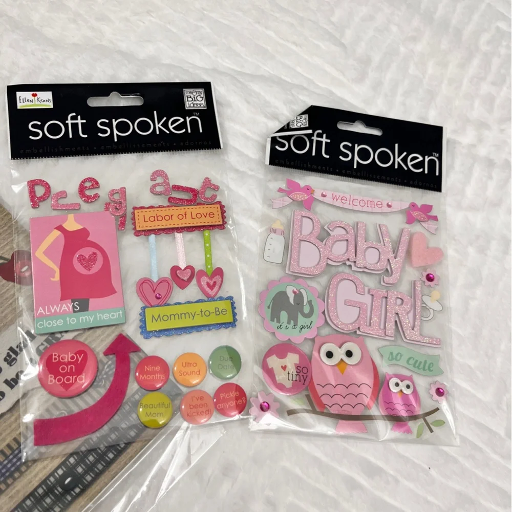 Soft Spoken Scrapbook‎ Stickers Set Pregnancy Baby Girl